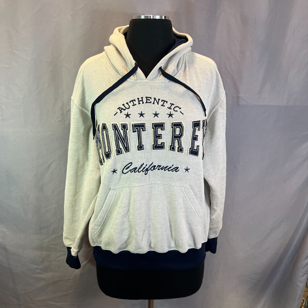 Dimco Apparel Hoodie Mens S Beige Blue Authentic Monterey California Embroidered